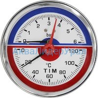 Термо-манометр аксиальный 10 бар TIM Y-80Т-10 (60 шт) (А)